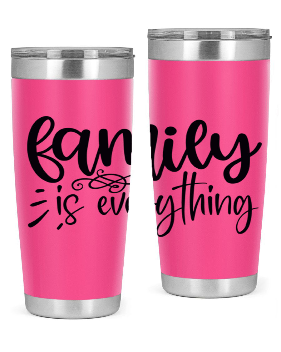 Family is Everything 72# Tumbler in stainless steel with a vibrant design, perfect for hot and cold beverages.