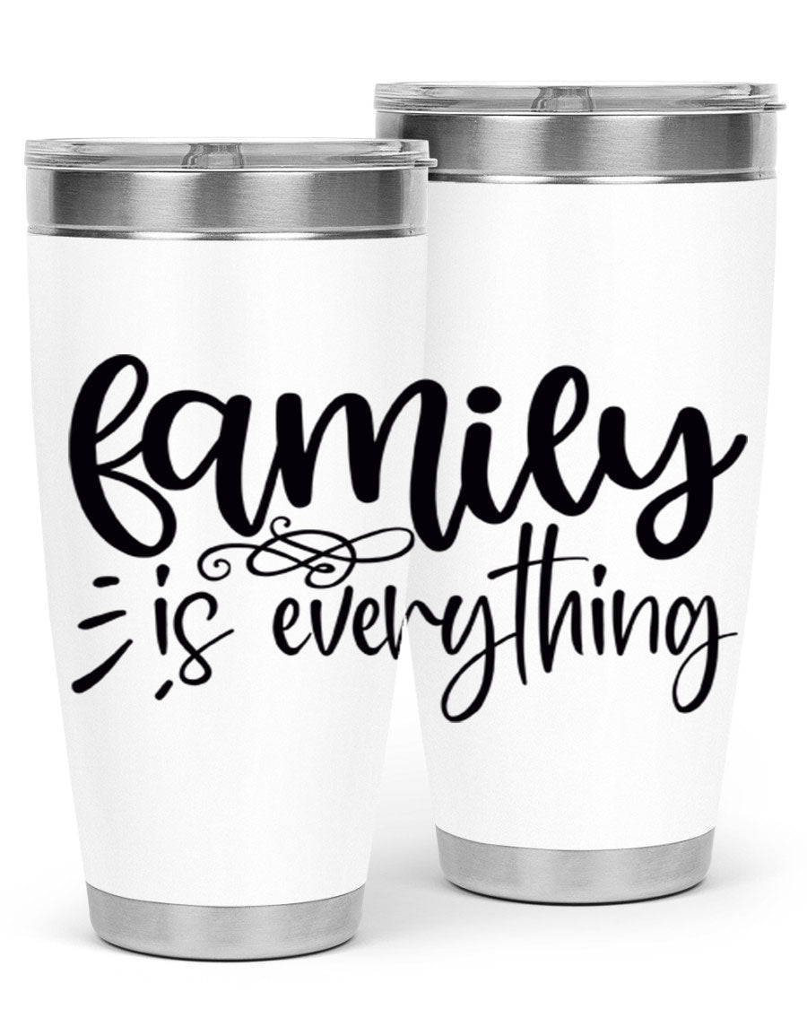 Family is Everything 72# Tumbler in stainless steel with a vibrant design, perfect for hot and cold beverages.