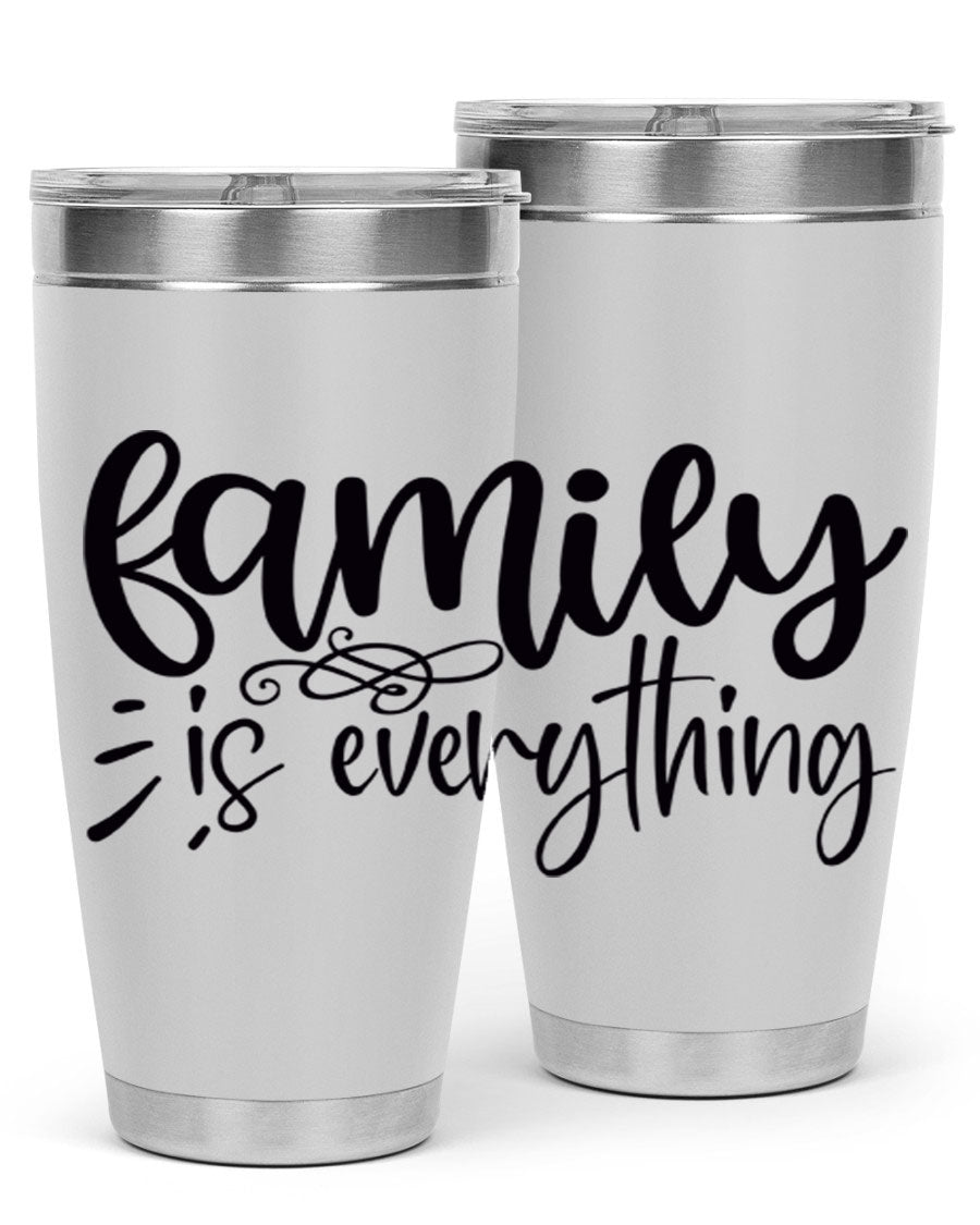 Family is Everything 72# Tumbler in stainless steel with a vibrant design, perfect for hot and cold beverages.