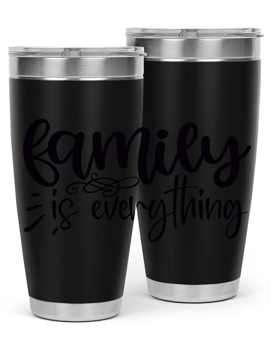 Family is Everything 72# Tumbler in stainless steel with a vibrant design, perfect for hot and cold beverages.