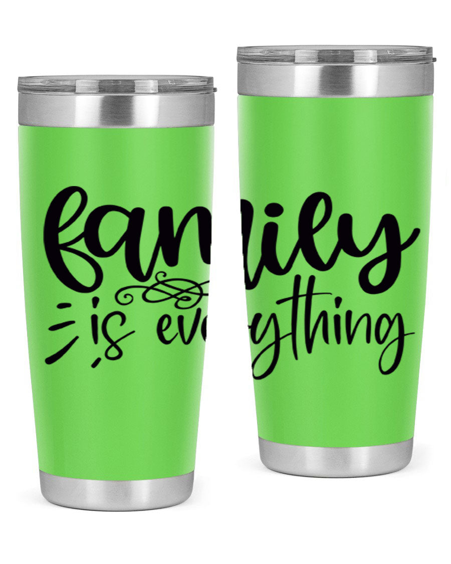 Family is Everything 72# Tumbler in stainless steel with a vibrant design, perfect for hot and cold beverages.