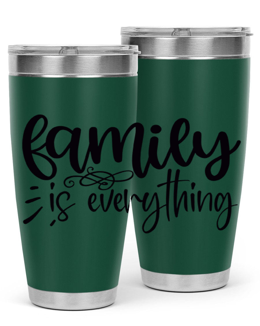 Family is Everything 72# Tumbler in stainless steel with a vibrant design, perfect for hot and cold beverages.