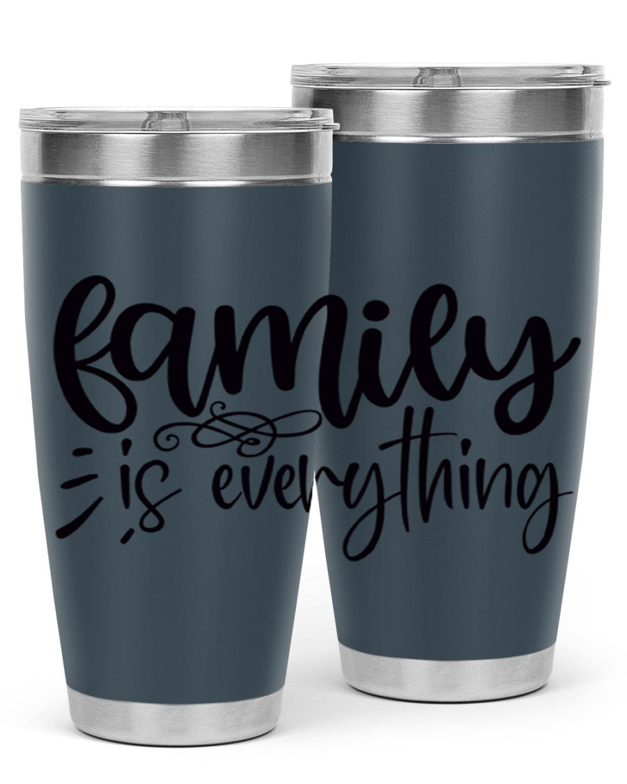 Family is Everything 72# Tumbler in stainless steel with a vibrant design, perfect for hot and cold beverages.
