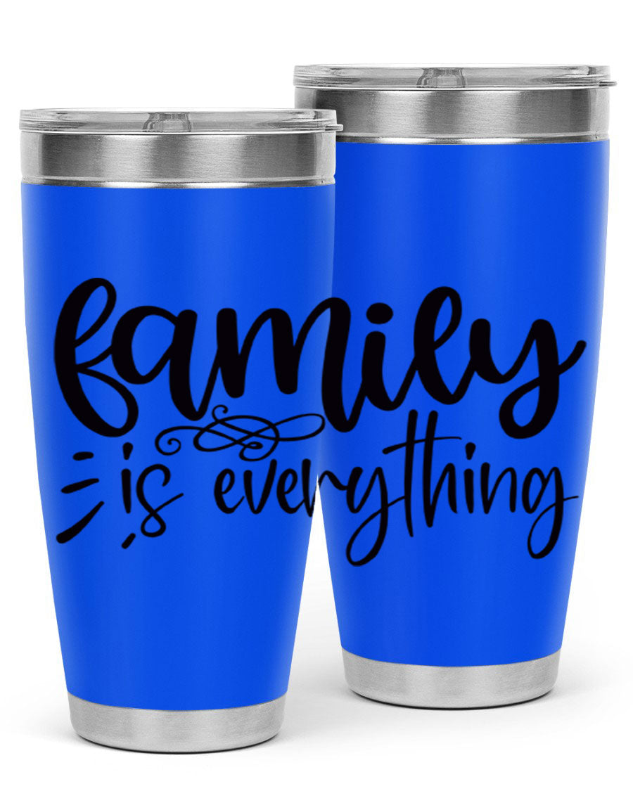 Family is Everything 72# Tumbler in stainless steel with a vibrant design, perfect for hot and cold beverages.