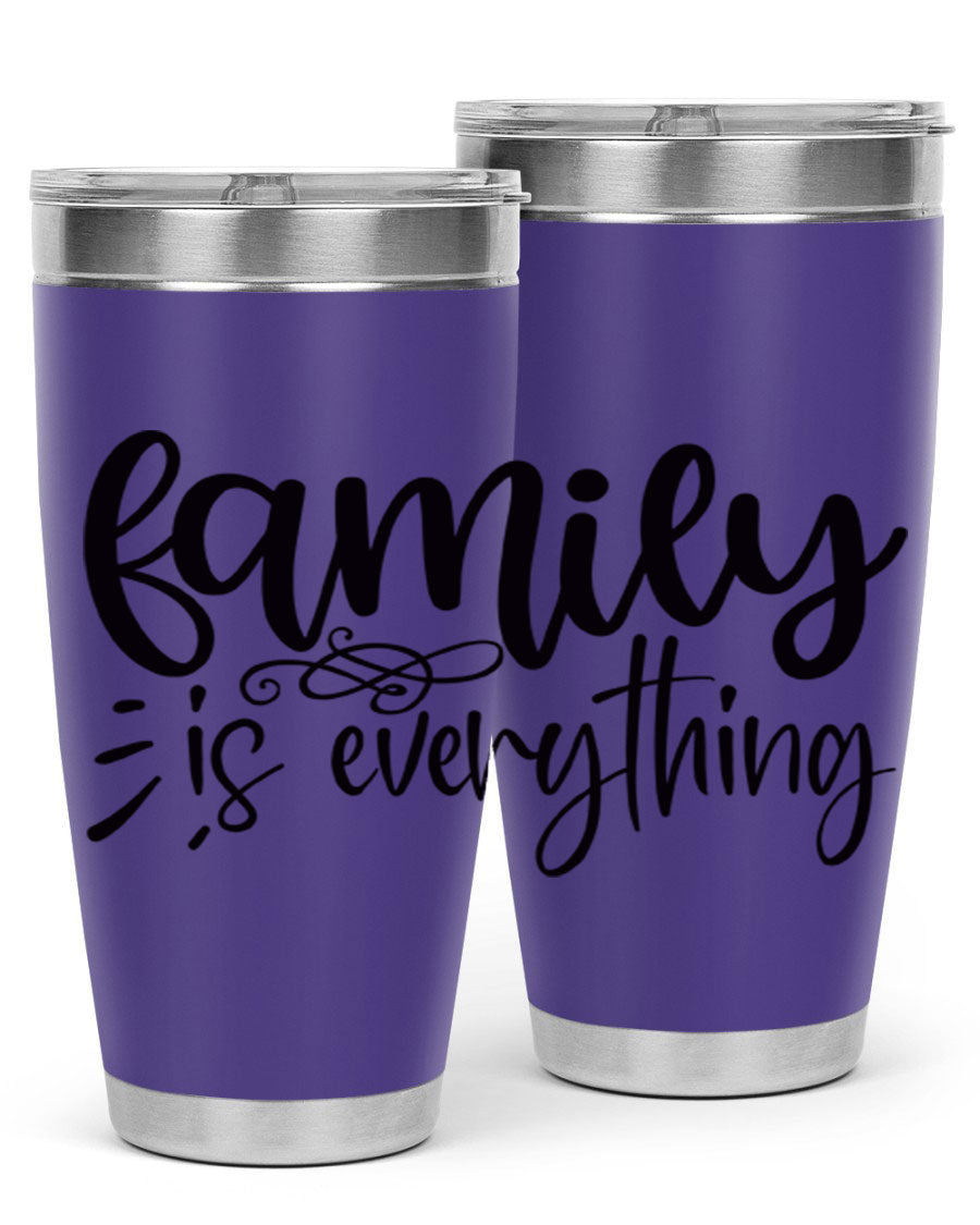 Family is Everything 72# Tumbler in stainless steel with a vibrant design, perfect for hot and cold beverages.