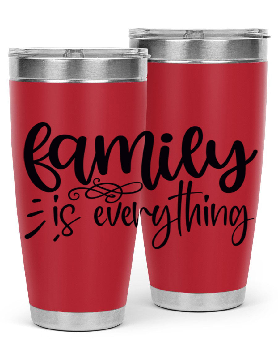 Family is Everything 72# Tumbler in stainless steel with a vibrant design, perfect for hot and cold beverages.