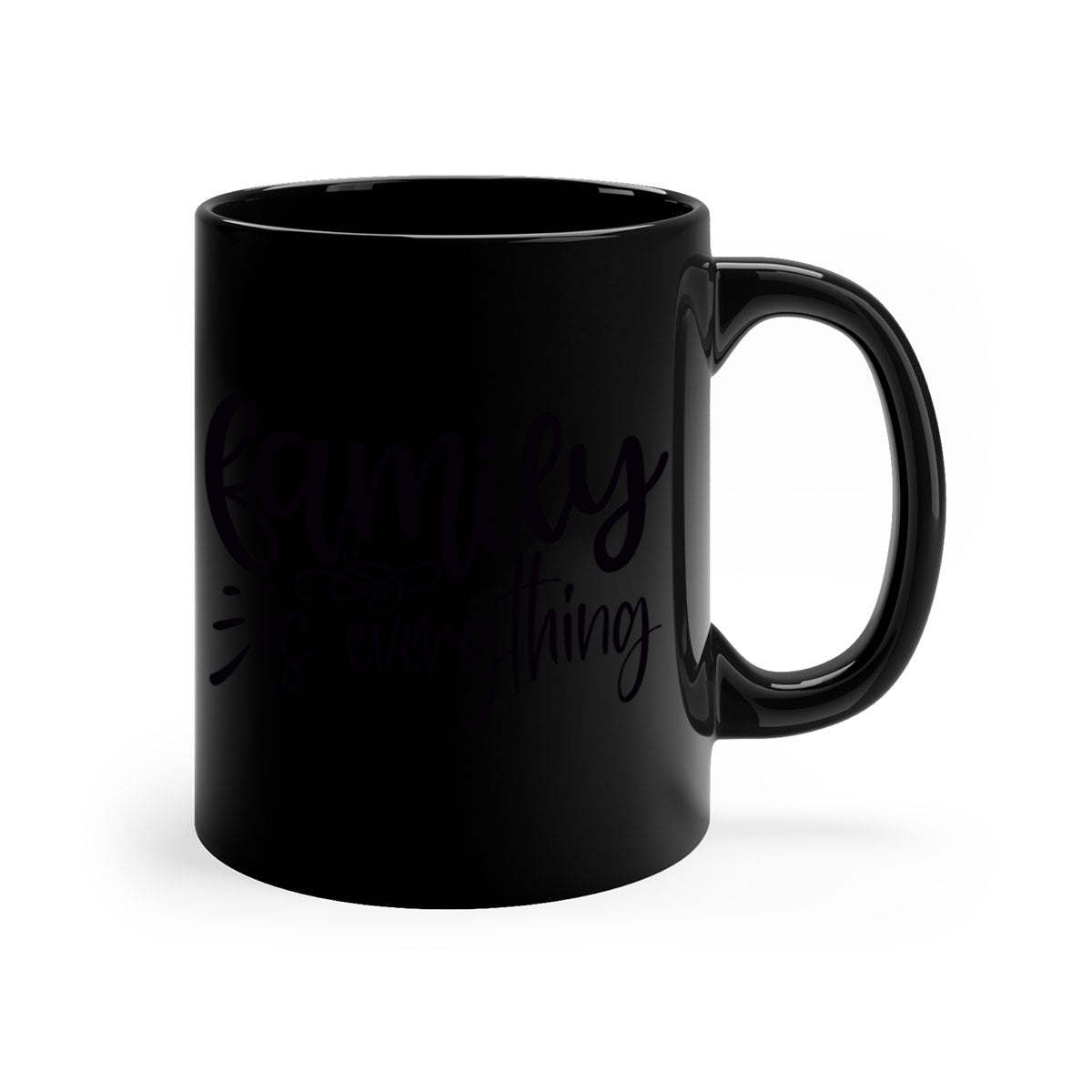 A stylish two-tone 'Family is Everything' Mug with a glossy finish, featuring a colored handle and interior, available in multiple colors.