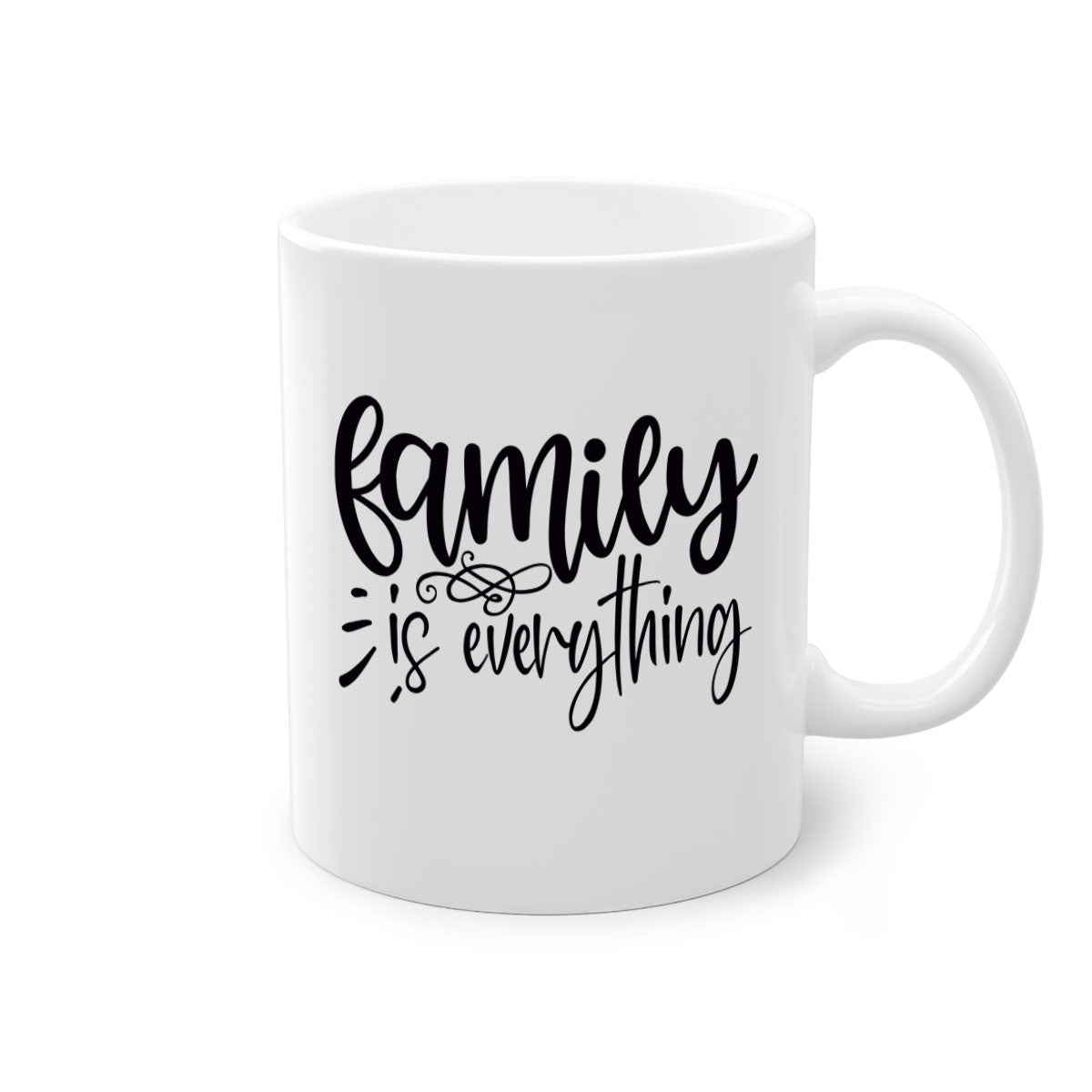 A stylish two-tone 'Family is Everything' Mug with a glossy finish, featuring a colored handle and interior, available in multiple colors.