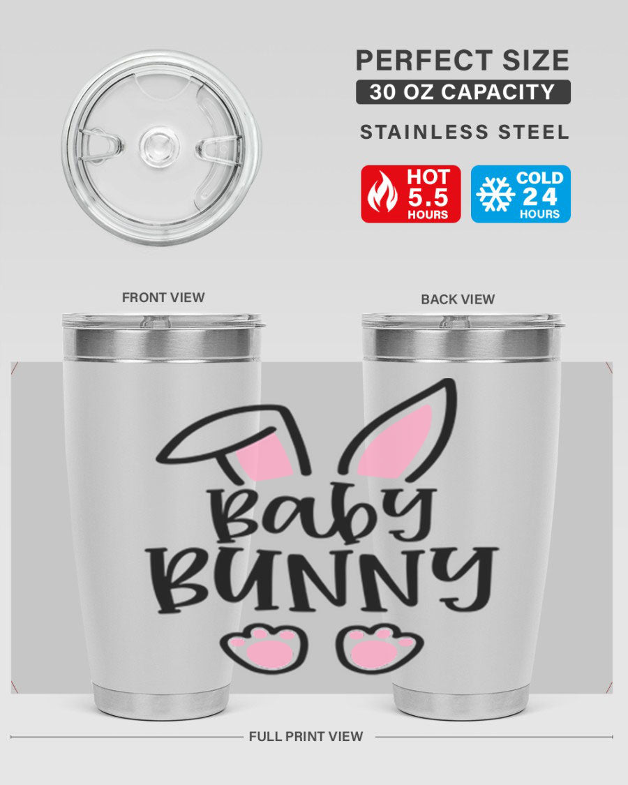 Familybaby bunny 53# Easter Tumbler, 20oz double wall vacuum stainless steel with a cute bunny design, perfect for hot and cold beverages.