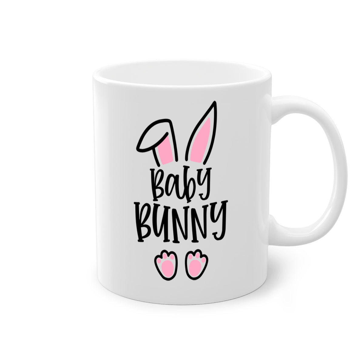 A colorful familybaby bunny 53# Mug featuring a glossy finish, available in five colors with a C-shaped handle, perfect for Easter celebrations.