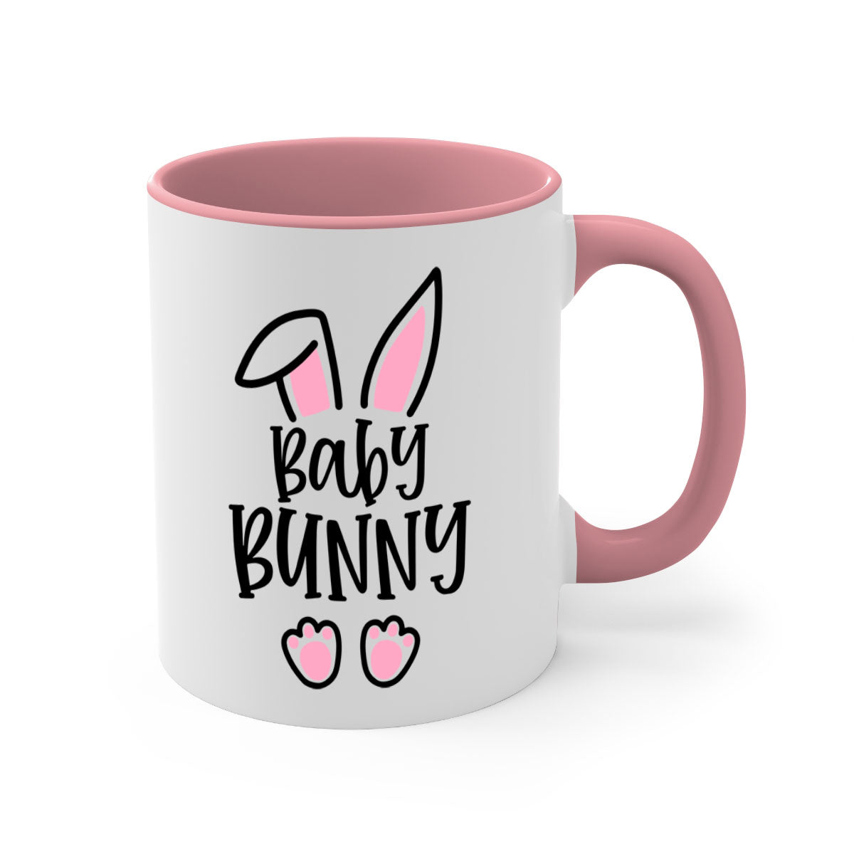A colorful familybaby bunny 53# Mug featuring a glossy finish, available in five colors with a C-shaped handle, perfect for Easter celebrations.