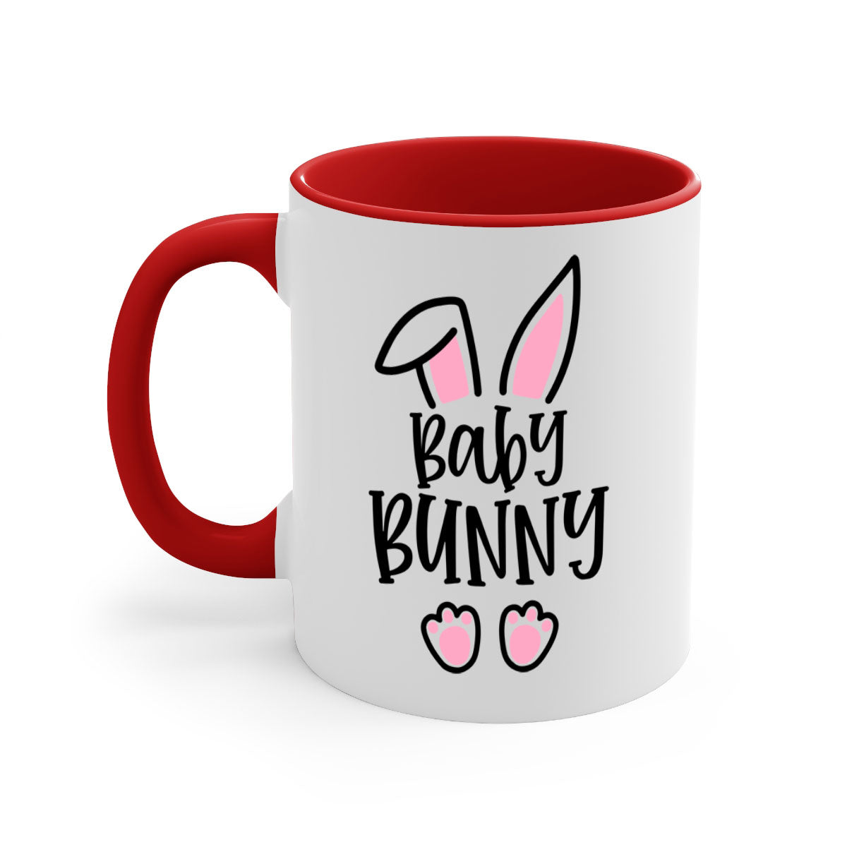 A colorful familybaby bunny 53# Mug featuring a glossy finish, available in five colors with a C-shaped handle, perfect for Easter celebrations.