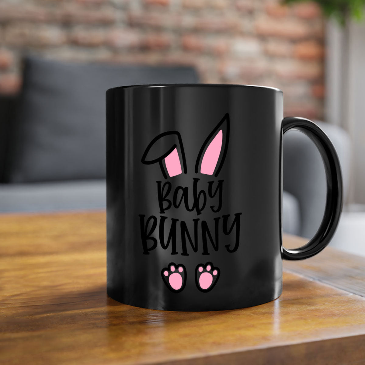 A colorful familybaby bunny 53# Mug featuring a glossy finish, available in five colors with a C-shaped handle, perfect for Easter celebrations.