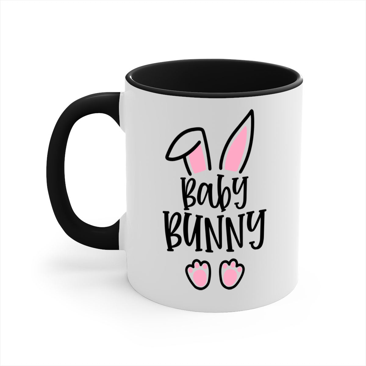 A colorful familybaby bunny 53# Mug featuring a glossy finish, available in five colors with a C-shaped handle, perfect for Easter celebrations.