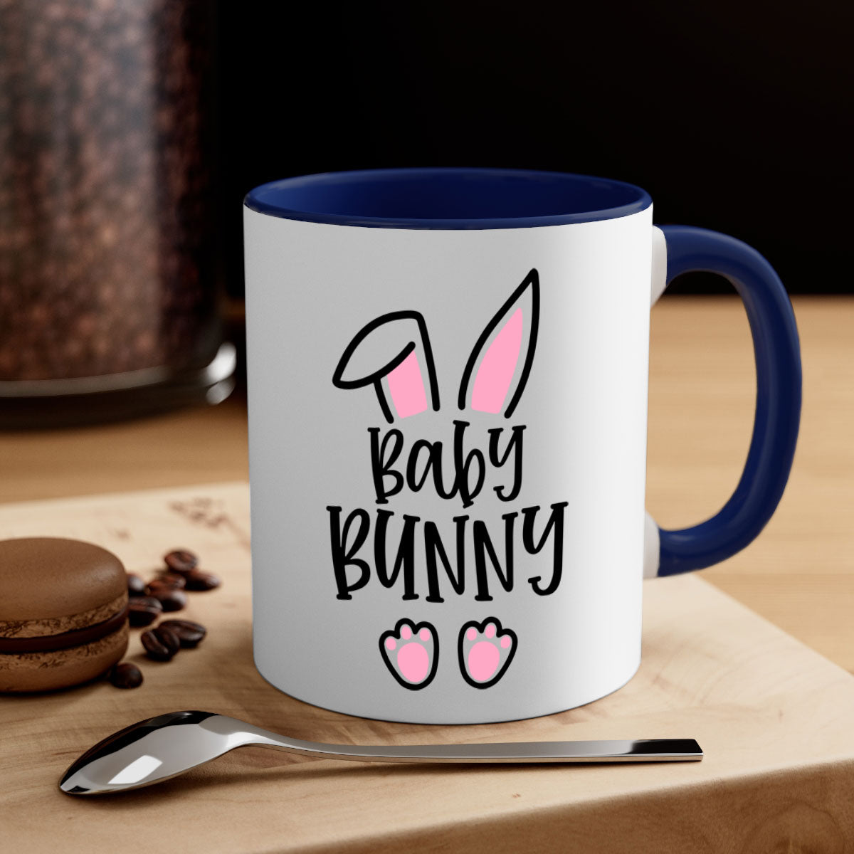 A colorful familybaby bunny 53# Mug featuring a glossy finish, available in five colors with a C-shaped handle, perfect for Easter celebrations.