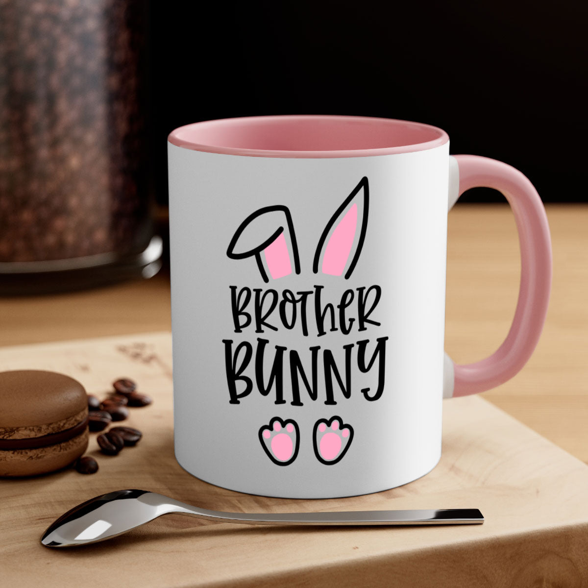 Familybrother bunny 52# Mug featuring a glossy finish, colored handle, and interior, available in five colors.