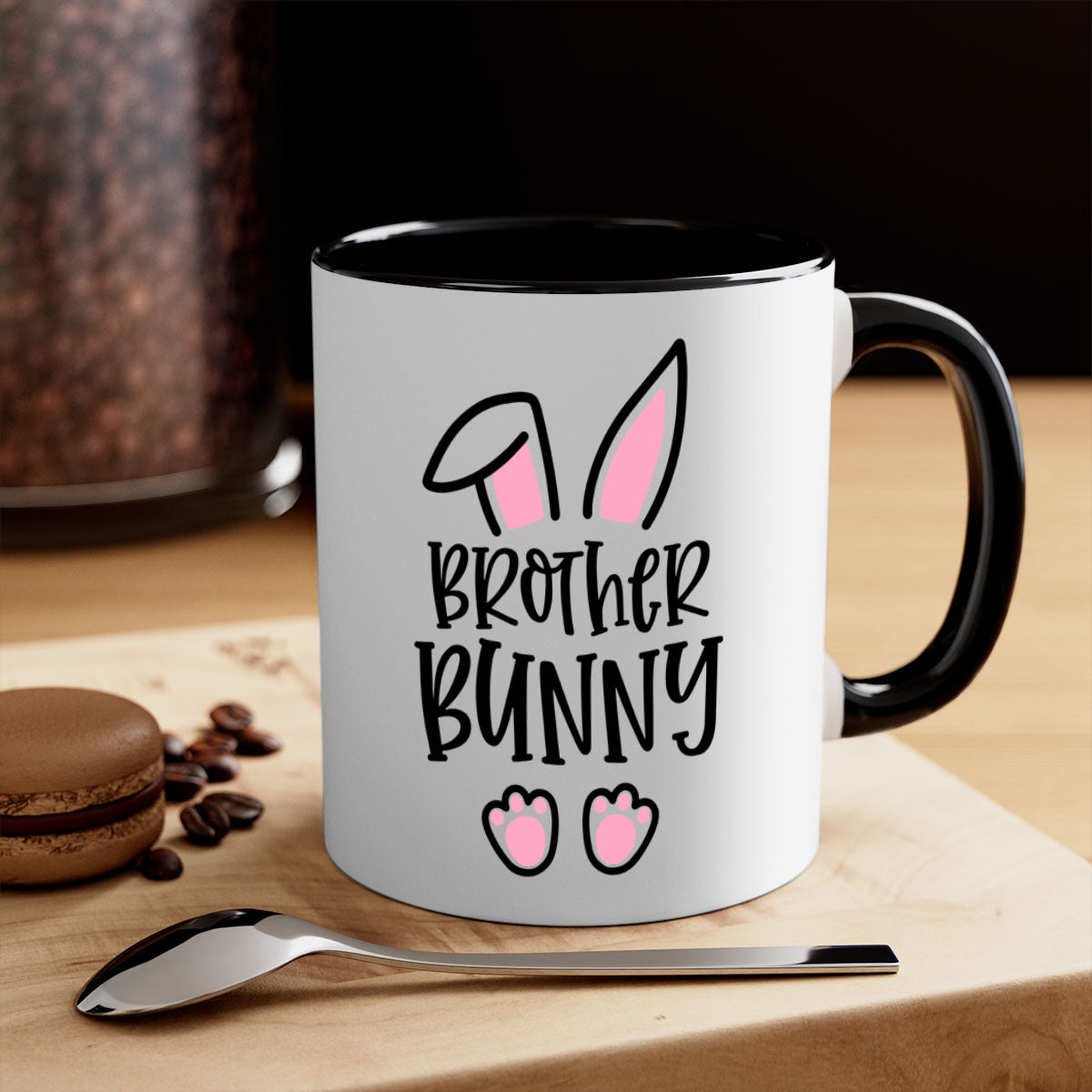 Familybrother bunny 52# Mug featuring a glossy finish, colored handle, and interior, available in five colors.