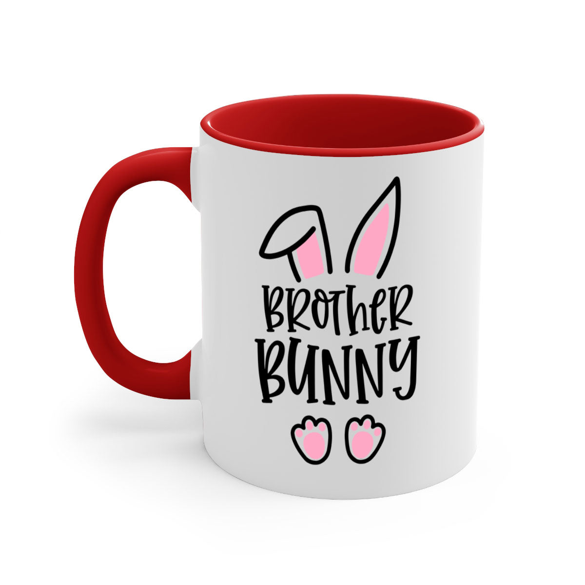 Familybrother bunny 52# Mug featuring a glossy finish, colored handle, and interior, available in five colors.