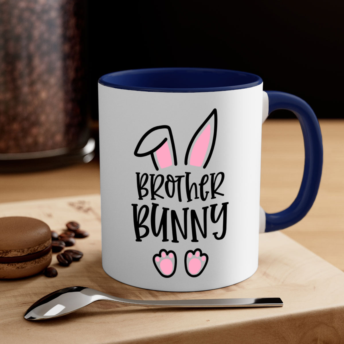 Familybrother bunny 52# Mug featuring a glossy finish, colored handle, and interior, available in five colors.
