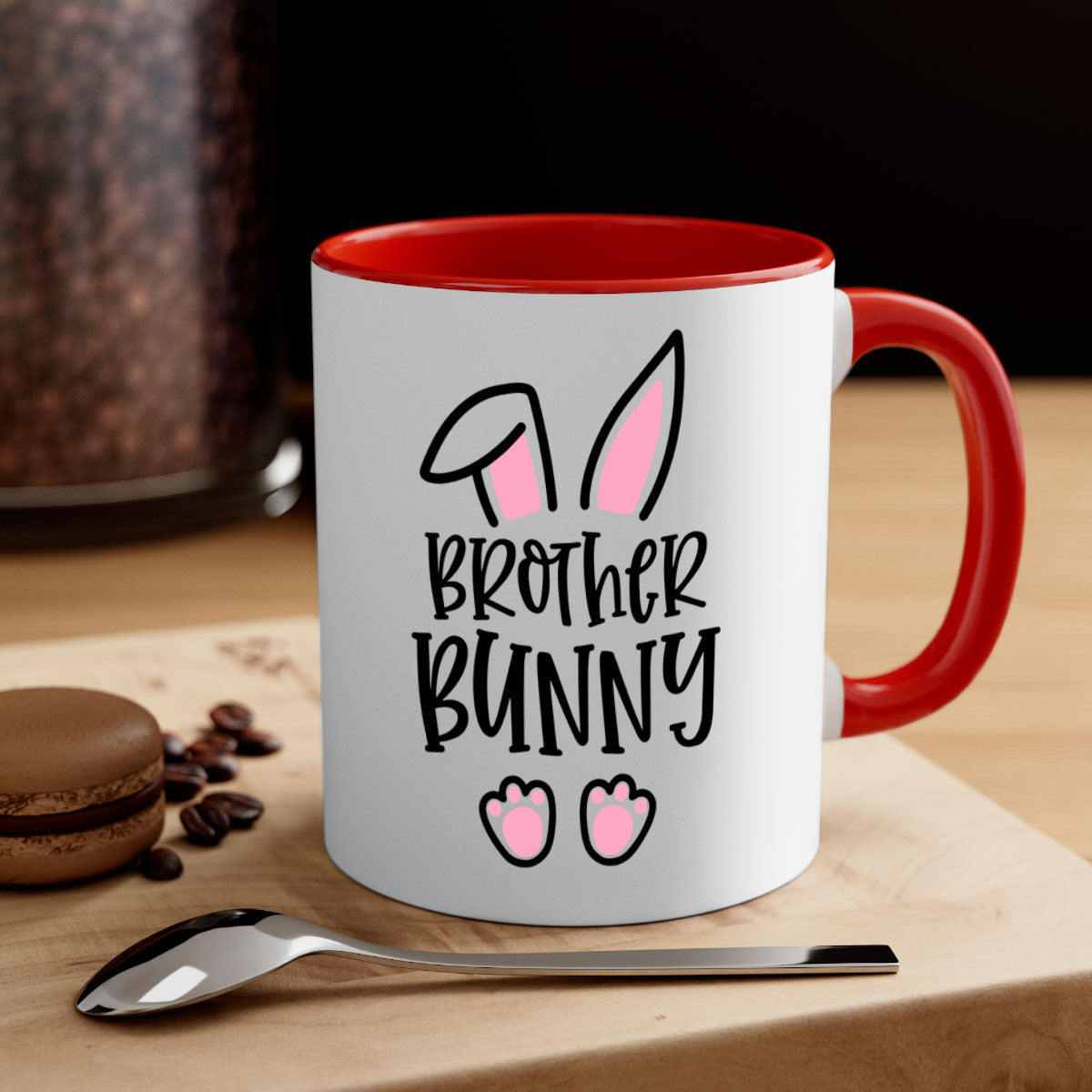 Familybrother bunny 52# Mug featuring a glossy finish, colored handle, and interior, available in five colors.