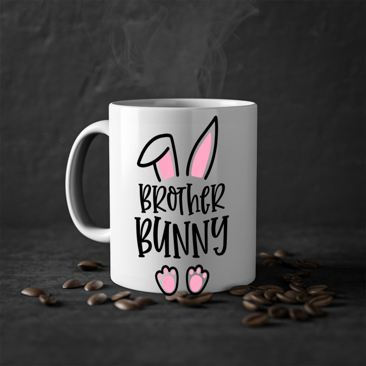 Familybrother bunny 52# Mug featuring a glossy finish, colored handle, and interior, available in five colors.
