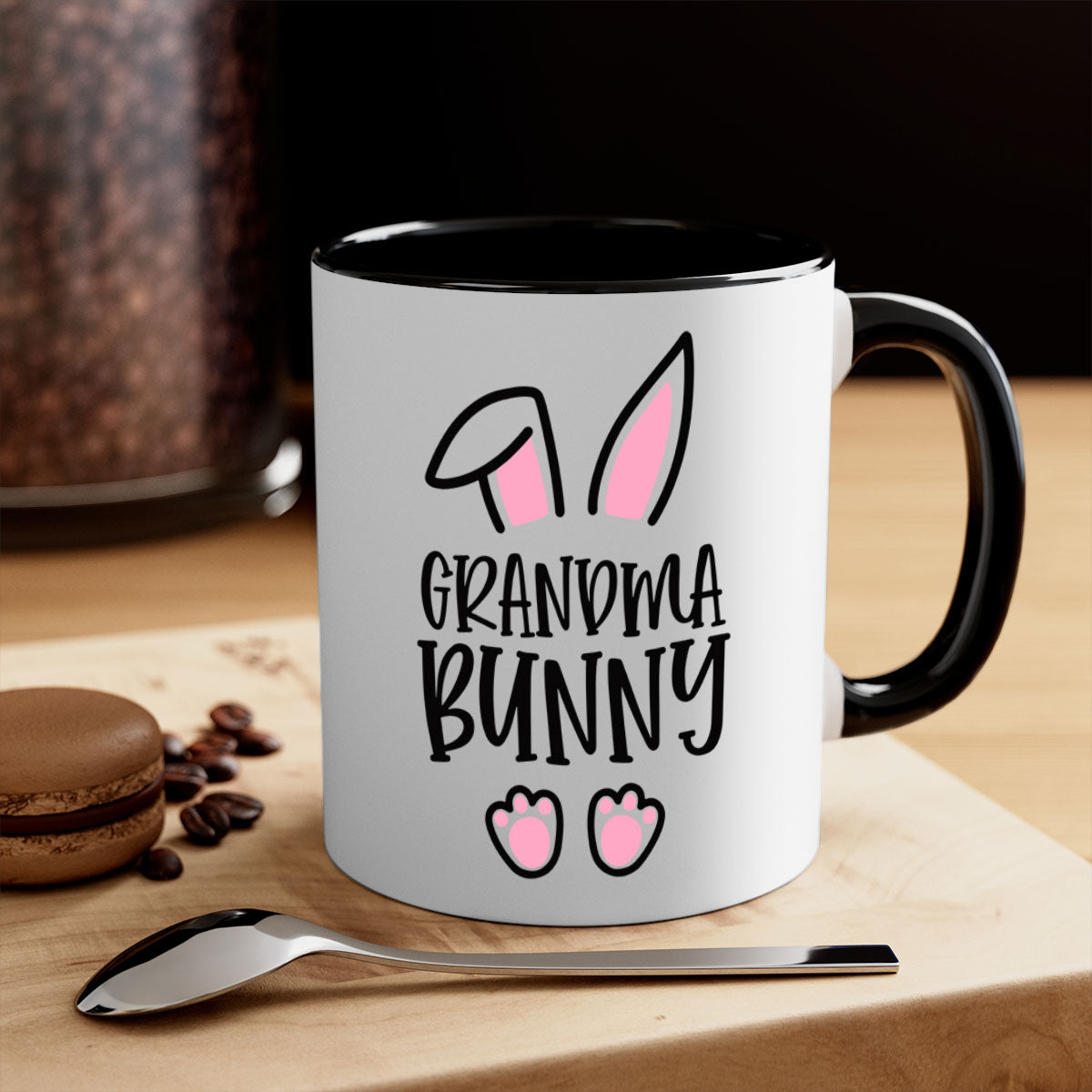 Familygrandma bunny 51# Mug with colorful handle and glossy finish, available in multiple colors and sizes.