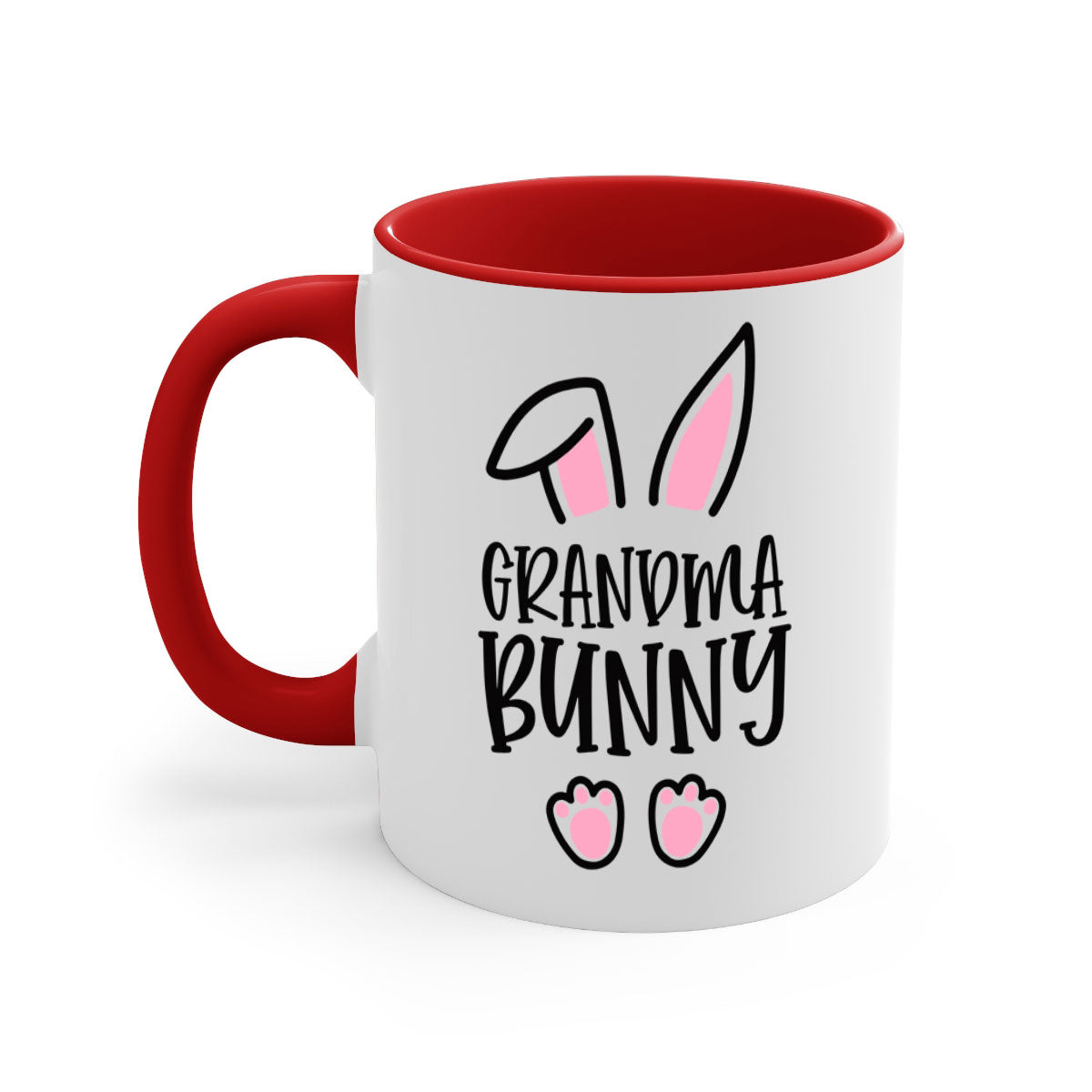 Familygrandma bunny 51# Mug with colorful handle and glossy finish, available in multiple colors and sizes.