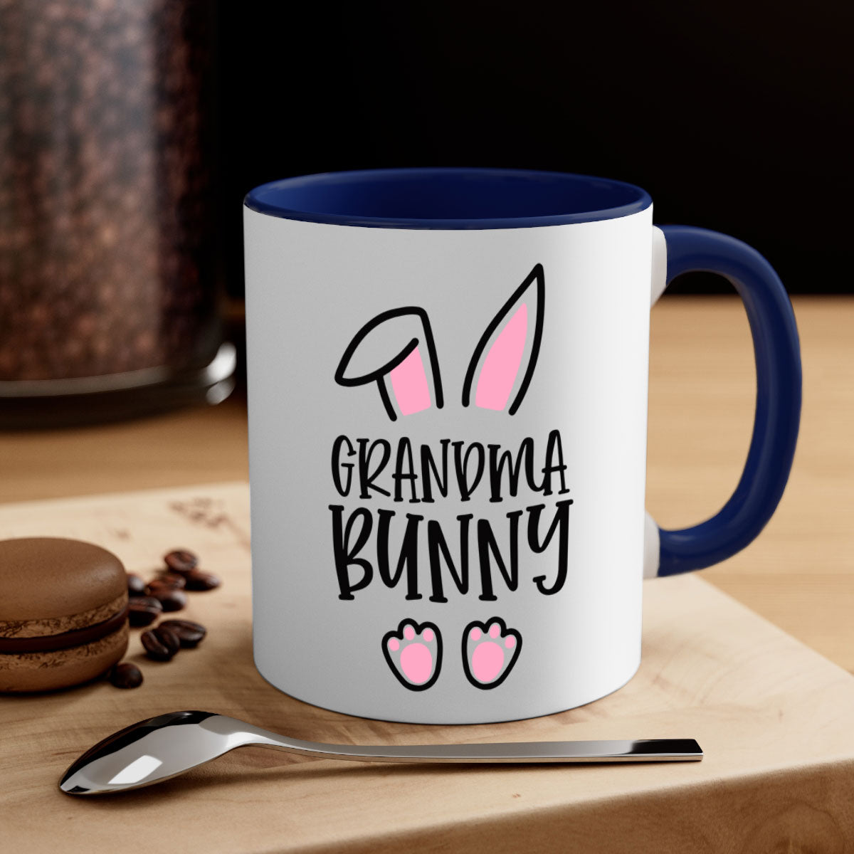 Familygrandma bunny 51# Mug with colorful handle and glossy finish, available in multiple colors and sizes.