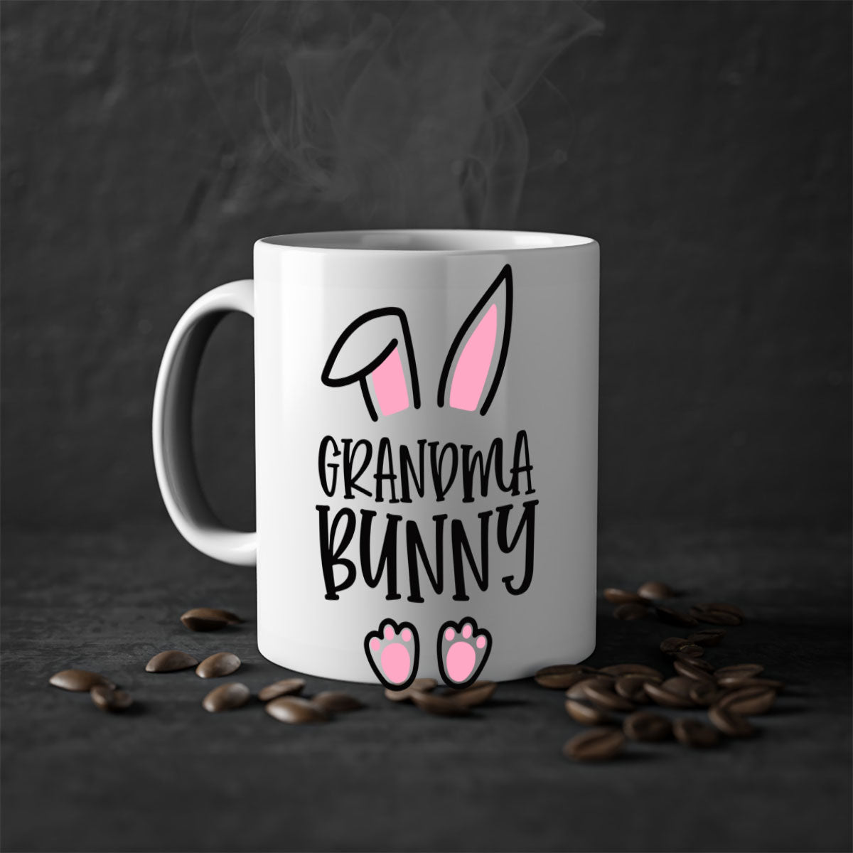 Familygrandma bunny 51# Mug with colorful handle and glossy finish, available in multiple colors and sizes.
