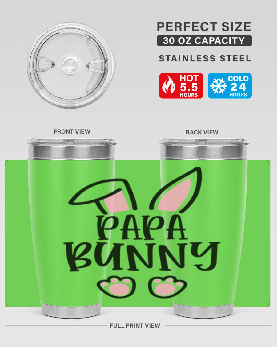 Familypapa bunny 48# Easter Tumbler featuring a charming bunny design, made of stainless steel with a double wall vacuum for insulation.