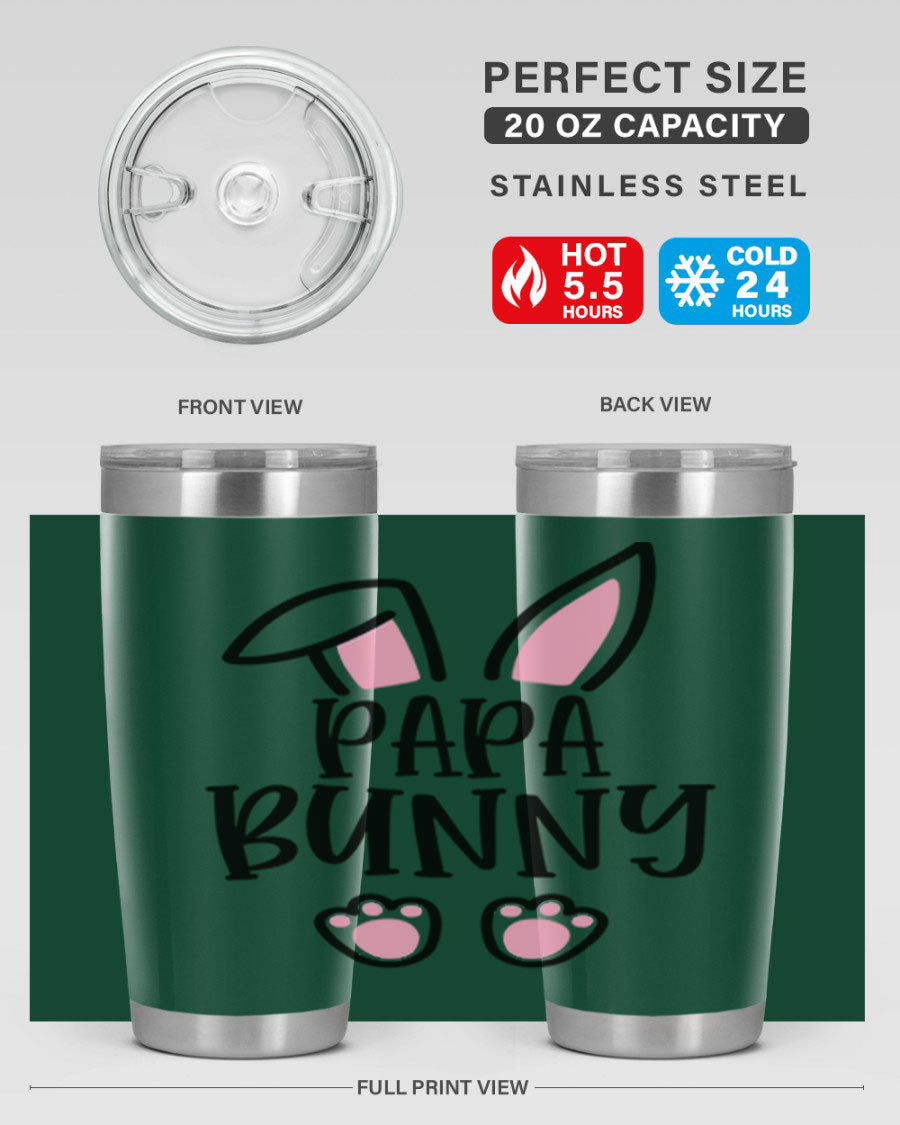 Familypapa bunny 48# Easter Tumbler featuring a charming bunny design, made of stainless steel with a double wall vacuum for insulation.