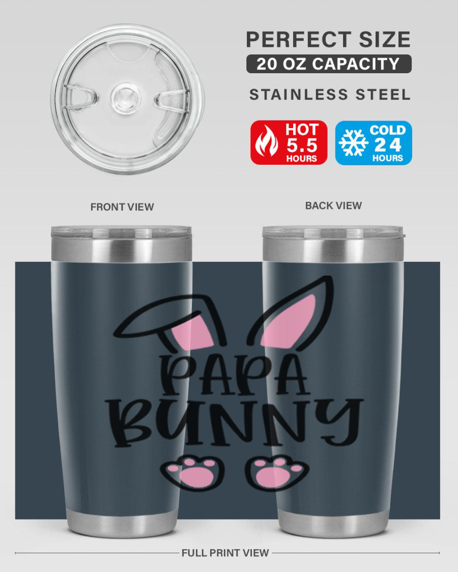 Familypapa bunny 48# Easter Tumbler featuring a charming bunny design, made of stainless steel with a double wall vacuum for insulation.