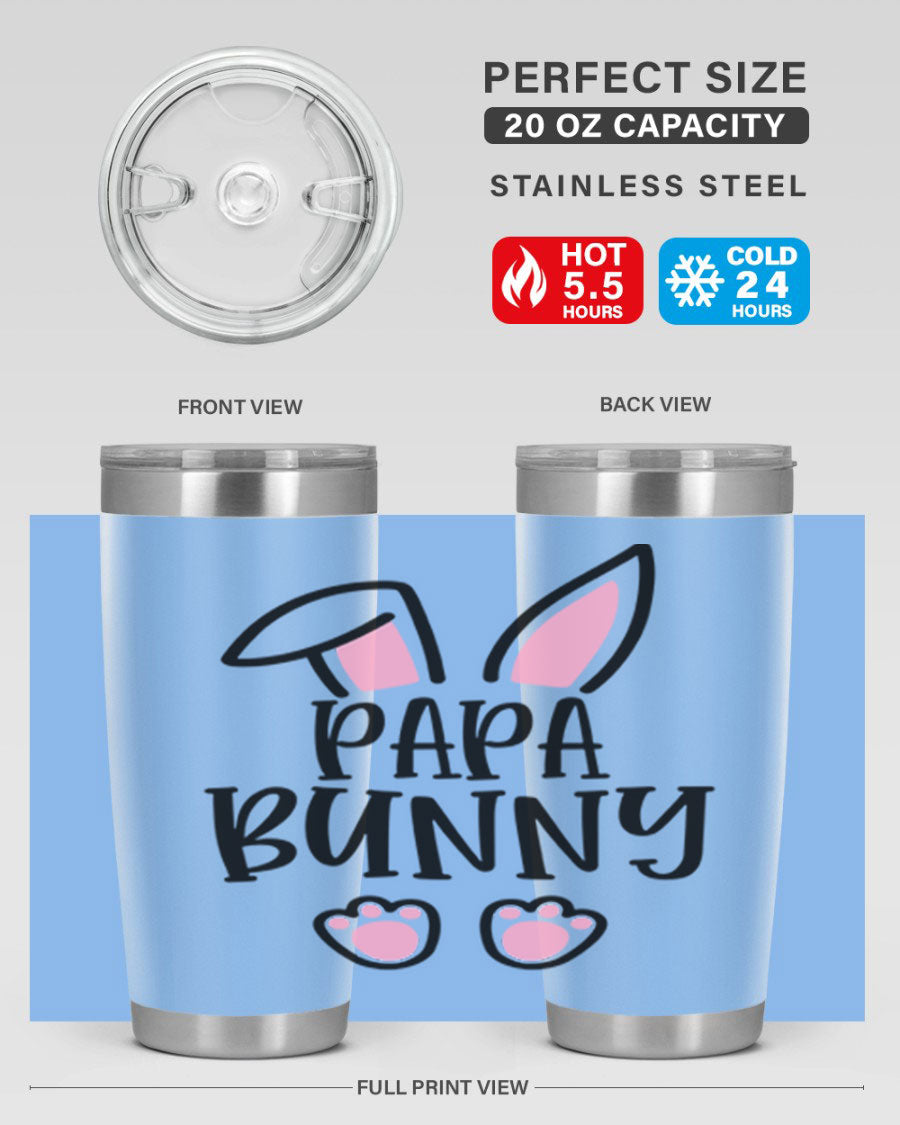 Familypapa bunny 48# Easter Tumbler featuring a charming bunny design, made of stainless steel with a double wall vacuum for insulation.