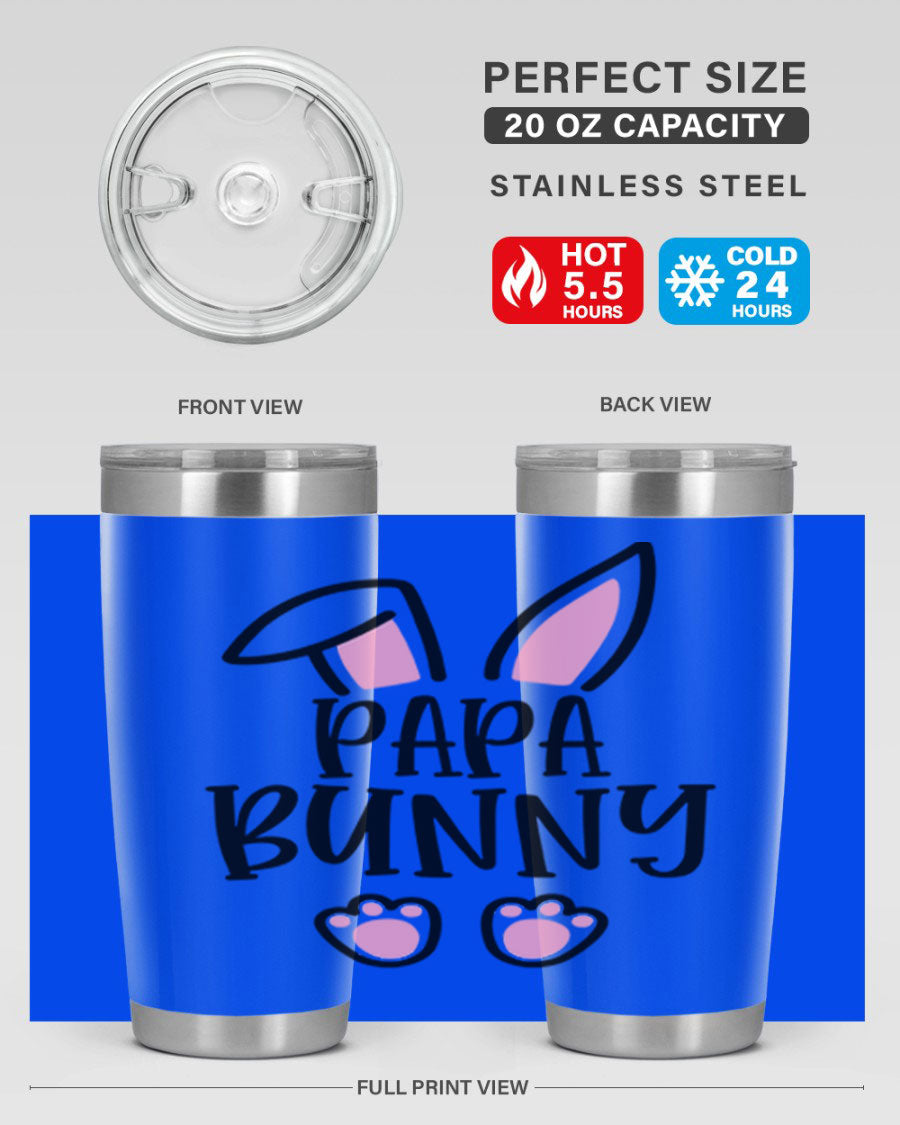 Familypapa bunny 48# Easter Tumbler featuring a charming bunny design, made of stainless steel with a double wall vacuum for insulation.