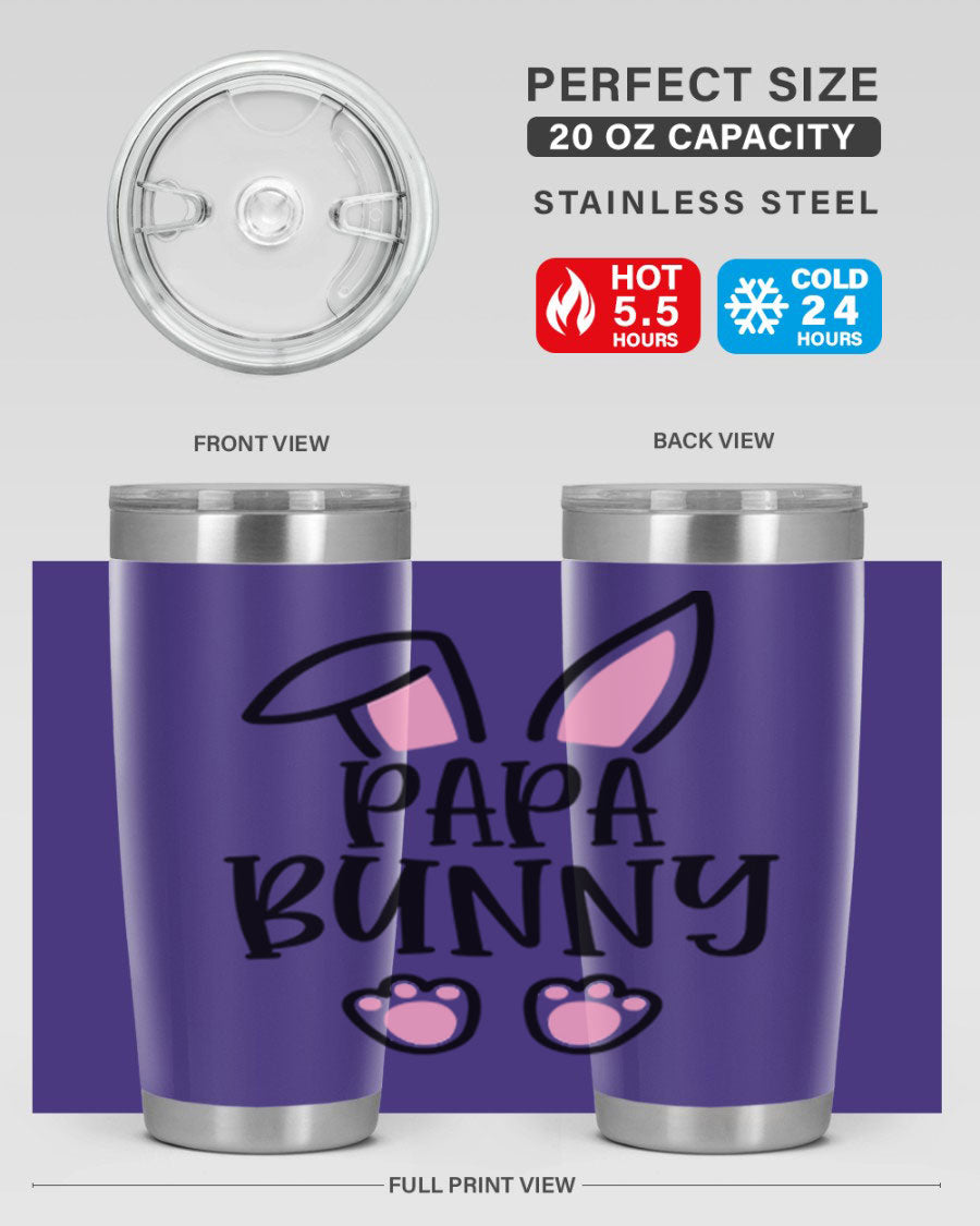 Familypapa bunny 48# Easter Tumbler featuring a charming bunny design, made of stainless steel with a double wall vacuum for insulation.