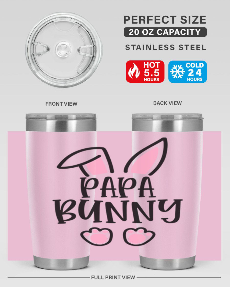 Familypapa bunny 48# Easter Tumbler featuring a charming bunny design, made of stainless steel with a double wall vacuum for insulation.