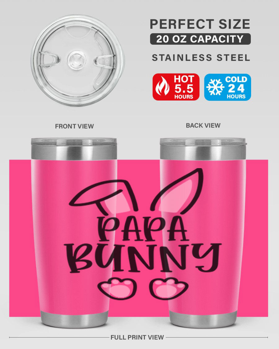 Familypapa bunny 48# Easter Tumbler featuring a charming bunny design, made of stainless steel with a double wall vacuum for insulation.