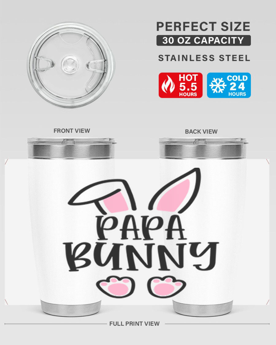 Familypapa bunny 48# Easter Tumbler featuring a charming bunny design, made of stainless steel with a double wall vacuum for insulation.