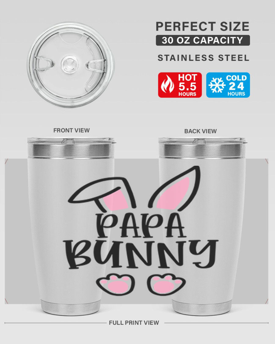 Familypapa bunny 48# Easter Tumbler featuring a charming bunny design, made of stainless steel with a double wall vacuum for insulation.