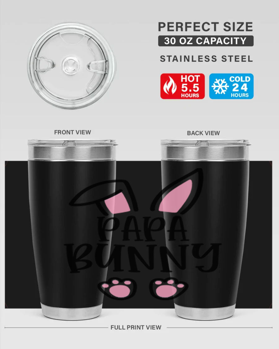 Familypapa bunny 48# Easter Tumbler featuring a charming bunny design, made of stainless steel with a double wall vacuum for insulation.