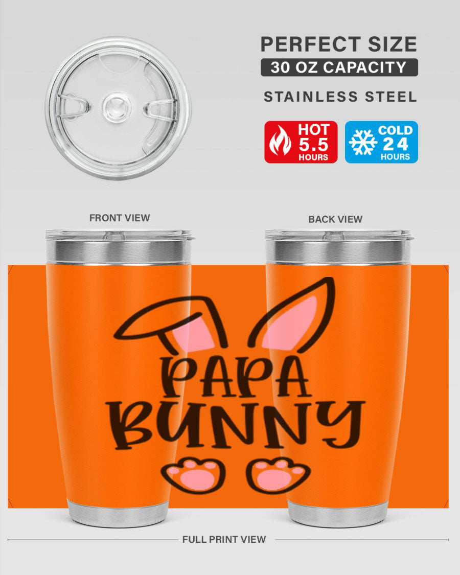 Familypapa bunny 48# Easter Tumbler featuring a charming bunny design, made of stainless steel with a double wall vacuum for insulation.