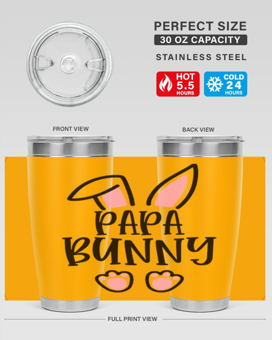 Familypapa bunny 48# Easter Tumbler featuring a charming bunny design, made of stainless steel with a double wall vacuum for insulation.