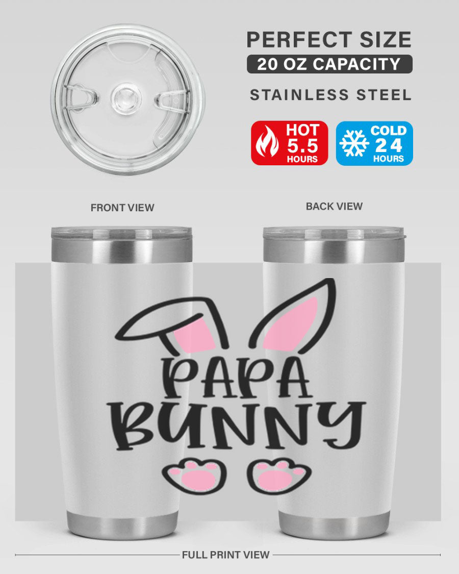 Familypapa bunny 48# Easter Tumbler featuring a charming bunny design, made of stainless steel with a double wall vacuum for insulation.