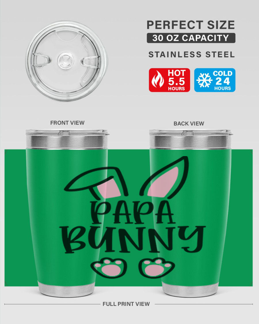 Familypapa bunny 48# Easter Tumbler featuring a charming bunny design, made of stainless steel with a double wall vacuum for insulation.