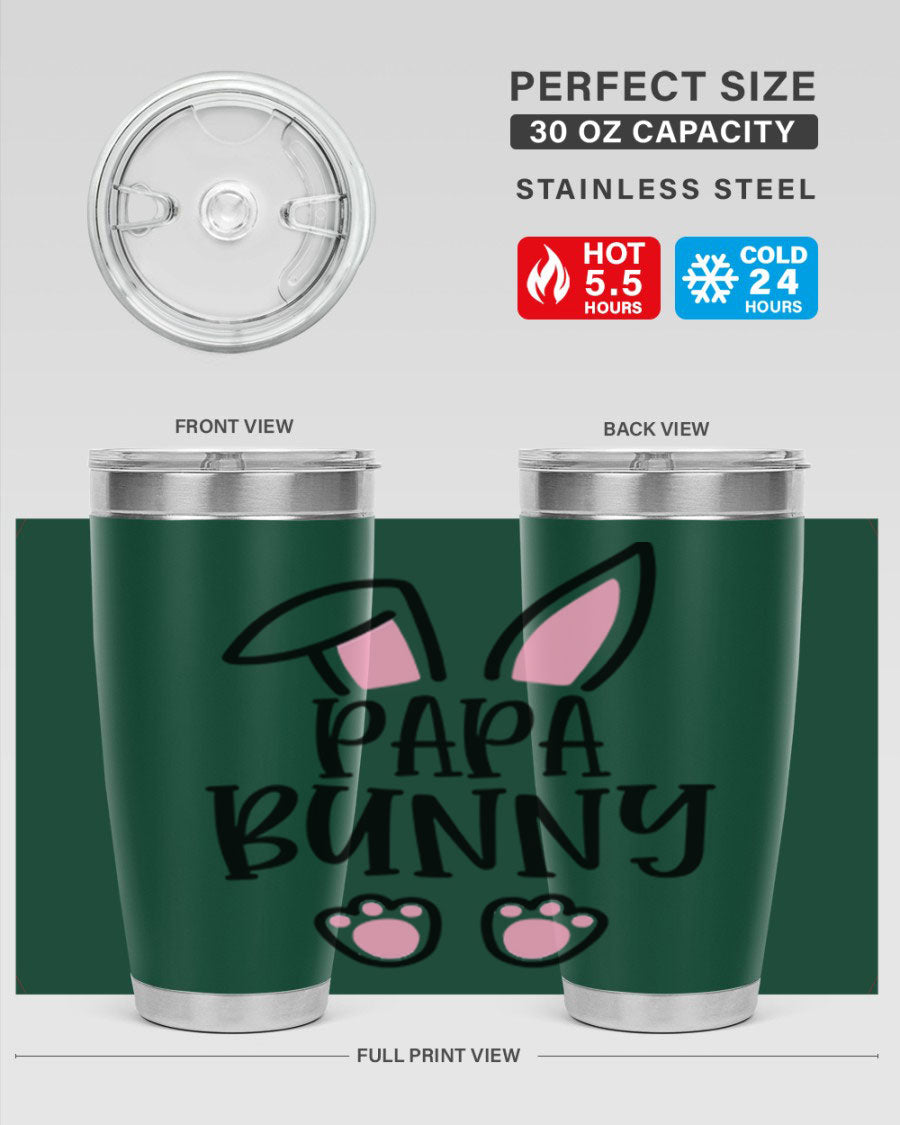 Familypapa bunny 48# Easter Tumbler featuring a charming bunny design, made of stainless steel with a double wall vacuum for insulation.