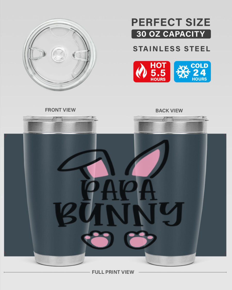 Familypapa bunny 48# Easter Tumbler featuring a charming bunny design, made of stainless steel with a double wall vacuum for insulation.