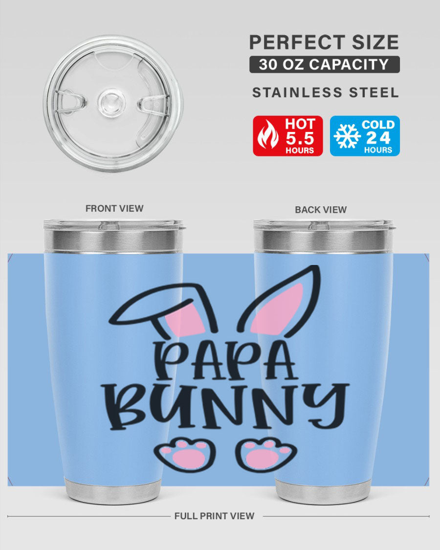 Familypapa bunny 48# Easter Tumbler featuring a charming bunny design, made of stainless steel with a double wall vacuum for insulation.