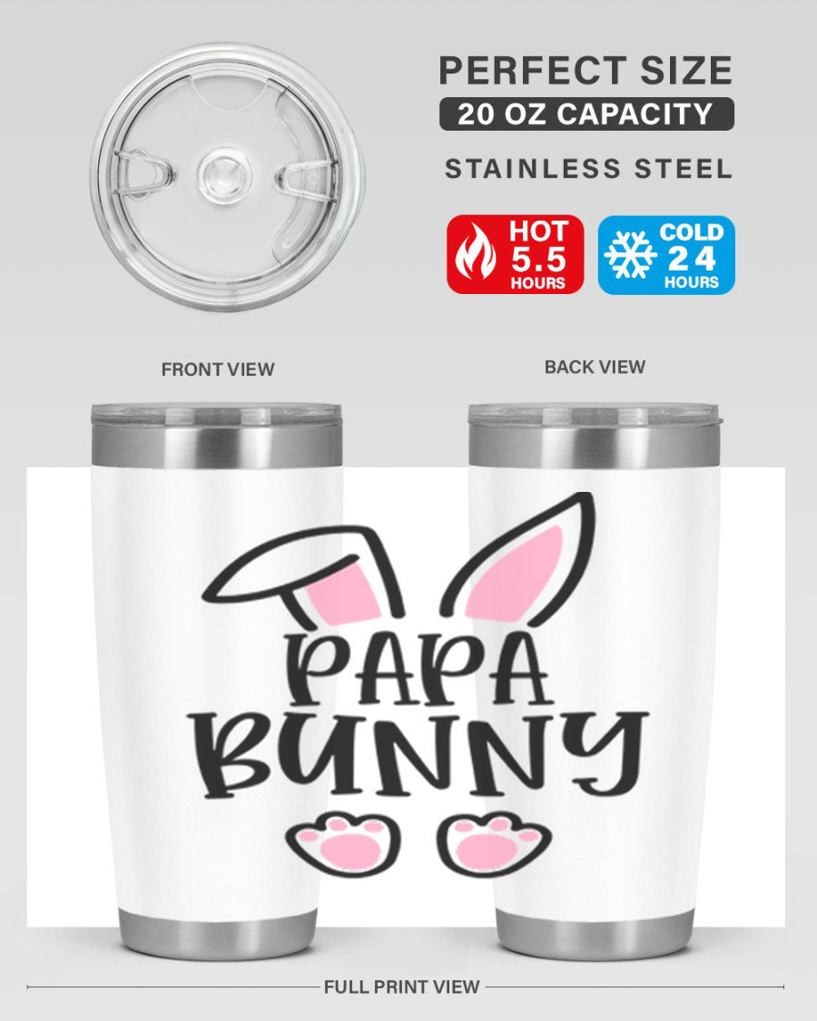 Familypapa bunny 48# Easter Tumbler featuring a charming bunny design, made of stainless steel with a double wall vacuum for insulation.