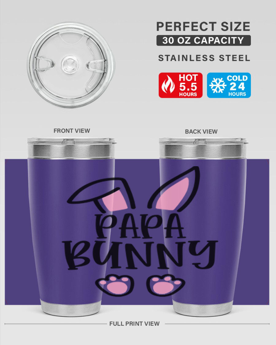 Familypapa bunny 48# Easter Tumbler featuring a charming bunny design, made of stainless steel with a double wall vacuum for insulation.