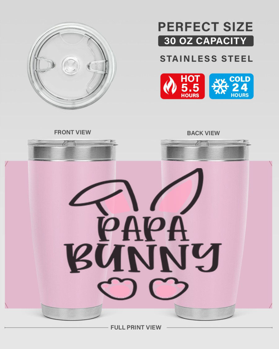 Familypapa bunny 48# Easter Tumbler featuring a charming bunny design, made of stainless steel with a double wall vacuum for insulation.